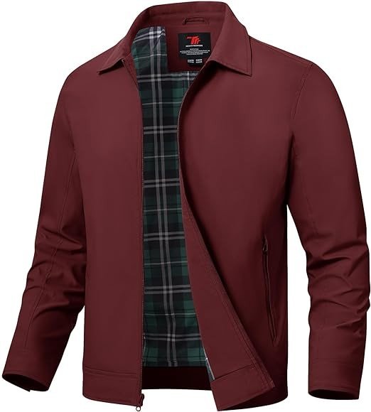 TBMPOY Men's Lightweight Jackets Casual Windbreaker Stylish Light Golf Full Zip Up Work Dress Business with Zip Pockets