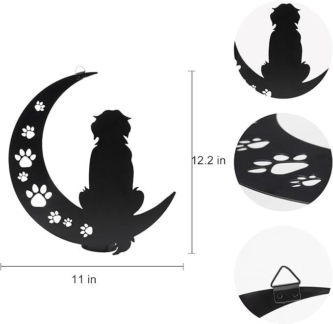 Dog Metal Wall Art Outdoor Decor- 12" Black Dog Metal Wall Sculpture Statues Wall Art Hanging Decoration,Dog Lover Gift,Dog Decor Gift for Indoor Outdoor,Garden,Farmhouse,Balcony Patio and Bedroom