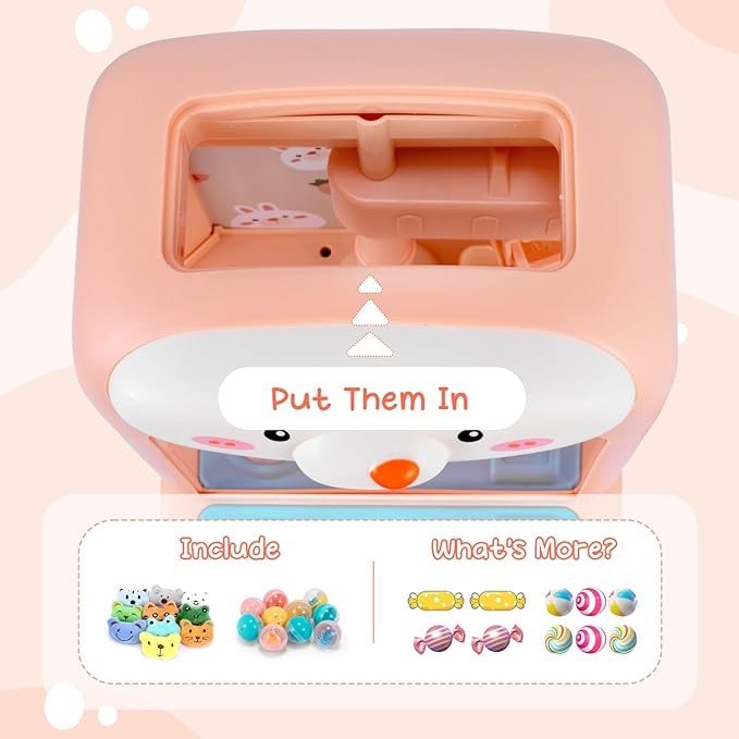 Bunny Claw Machine for Kids Toys for Girls with Mini Plush Toys Adjustable Sounds and Music Handheld Games Party Birthday Easter Toys Gifts for Girls