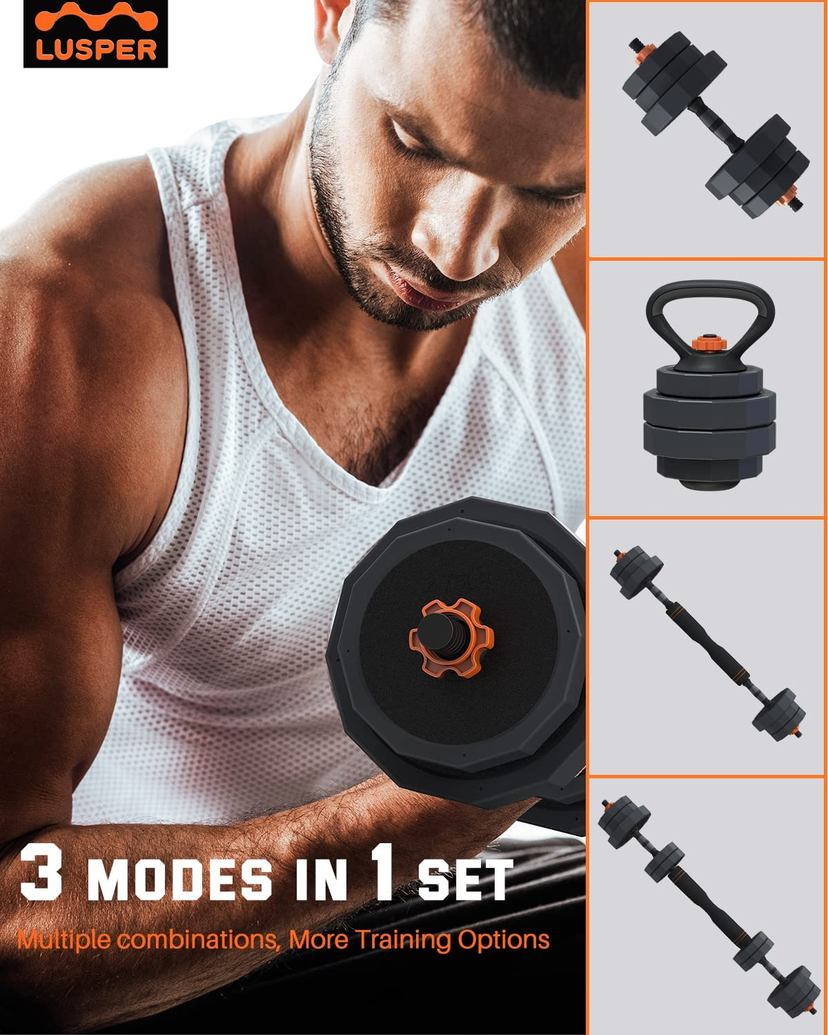 Adjustable Weight Dumbbell Set, 44LB/55LB/66LB Free Weights with 4 Modes, Used a