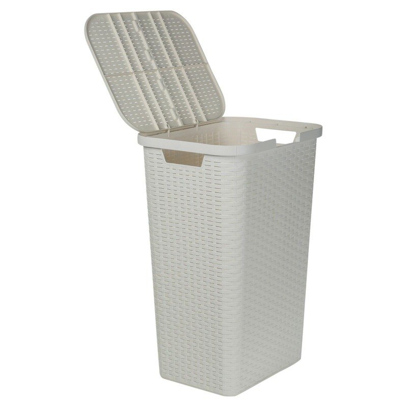 60L Large Plastic Rattan Style Laundry Clothes Storage Washing Bin Basket Hamper