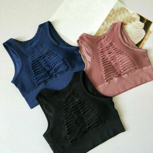 Women's Yoga Padded Sports Bra Backless Workout Seamless Racerback Gym Crop Tops