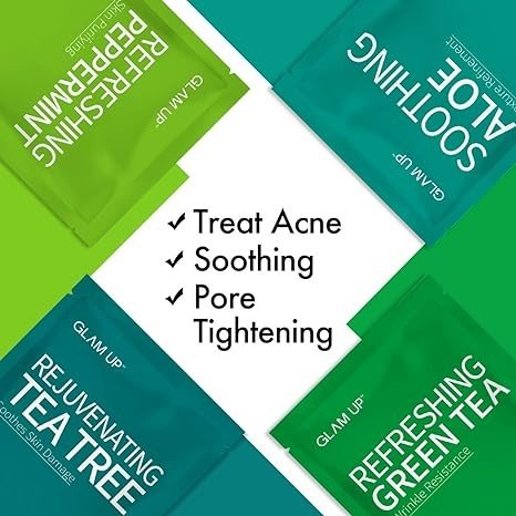 GLAM UP Premium Facial Sheet Mask 12 Combo (Pack of 12) | Clean Face Masks Skincare, Hydrating Face Masks, Moisturizing, Soothing, Beauty Mask For All Skin Type Variety Beauty Mask Set