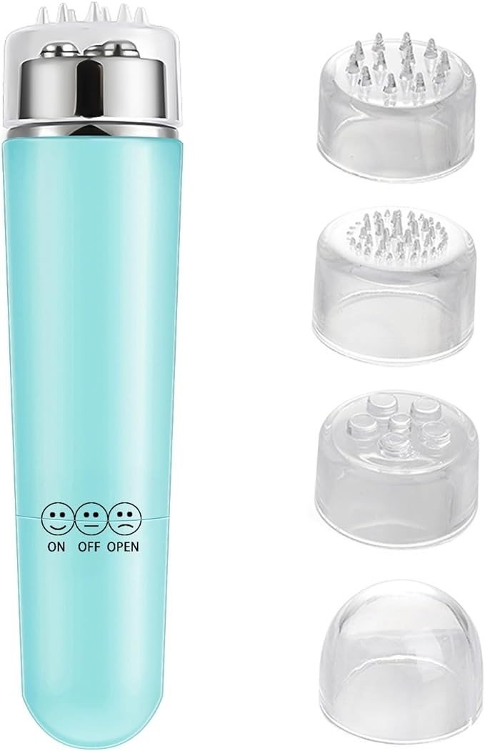 Brinmomp Mini Travel Massager, Mini Massager Mini Tool with Cute Expressions for Face Back, Neck (Green)