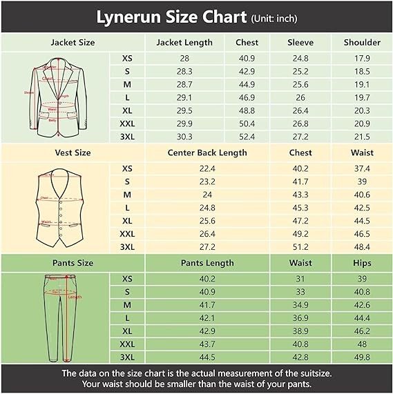 Mens Suit Solid Two Button Slim Fit Suit Set for Wedding Formal Business Suit Men 3 Piece Suit Blazer Vest Pants Set