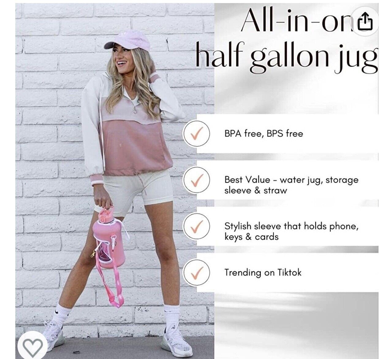 H2O Capsule 2.2L Half Gallon Water Bottle with Storage Sleeve and Removable. eb2