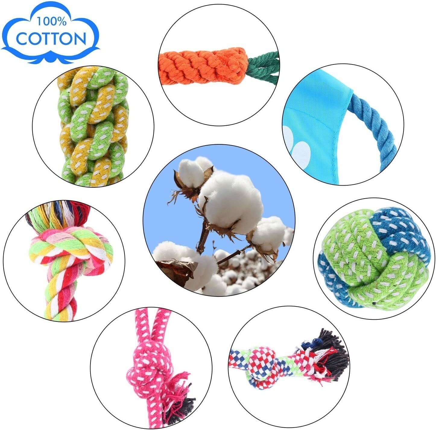 10Pack Dog Toys Braided Rope Durable for Aggressive Chewer Interactive Rope Toys