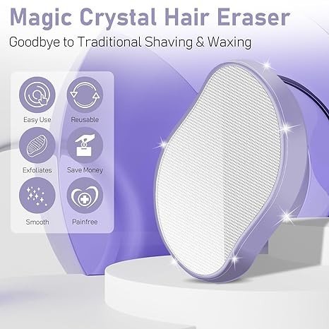 hoyesch Crystal Hair Eraser for Women and Men, Reusable Crystal Hair Remover Magic Painless Exfoliation Hair Removal Tool, Magic Hair Eraser for Back Arms Legs (Violet)