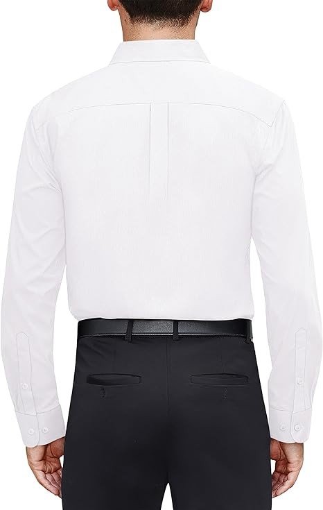 J.VER Men's Dress Shirts Stretch Stain Shield Long Sleeve Solid Formal Shirt Business Casual Button Down Shirts