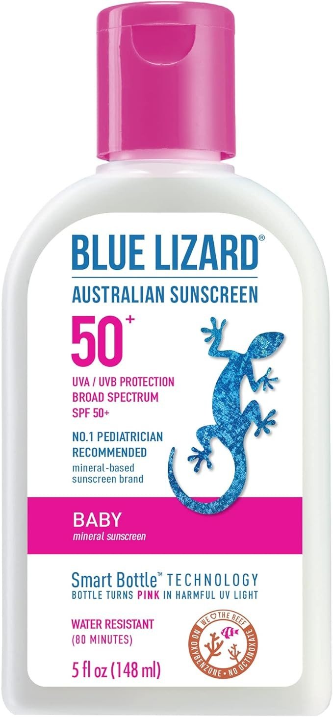 Blue Lizard Baby Mineral Sunscreen with Zinc Oxide, Water Resistant, UVA/UVB Protection with Smart Technology - Fragrance Free, Unscented, SPF 50 - 5 Fl Oz - Bottle
