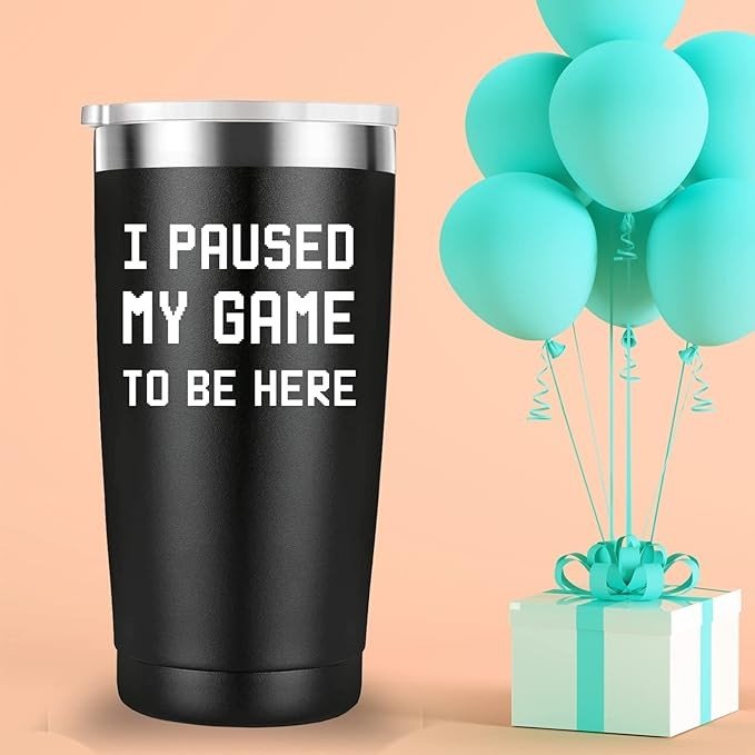Mamihlap I Paused My Game To Be Here Travel Mug Tumbler.Gamer Gifts for Male Men Teen Boys.Funny Video PC Gamer Humor Joke for Dad Husband Uncle Brother Kids Teens Boyfriends.(20 oz Black)