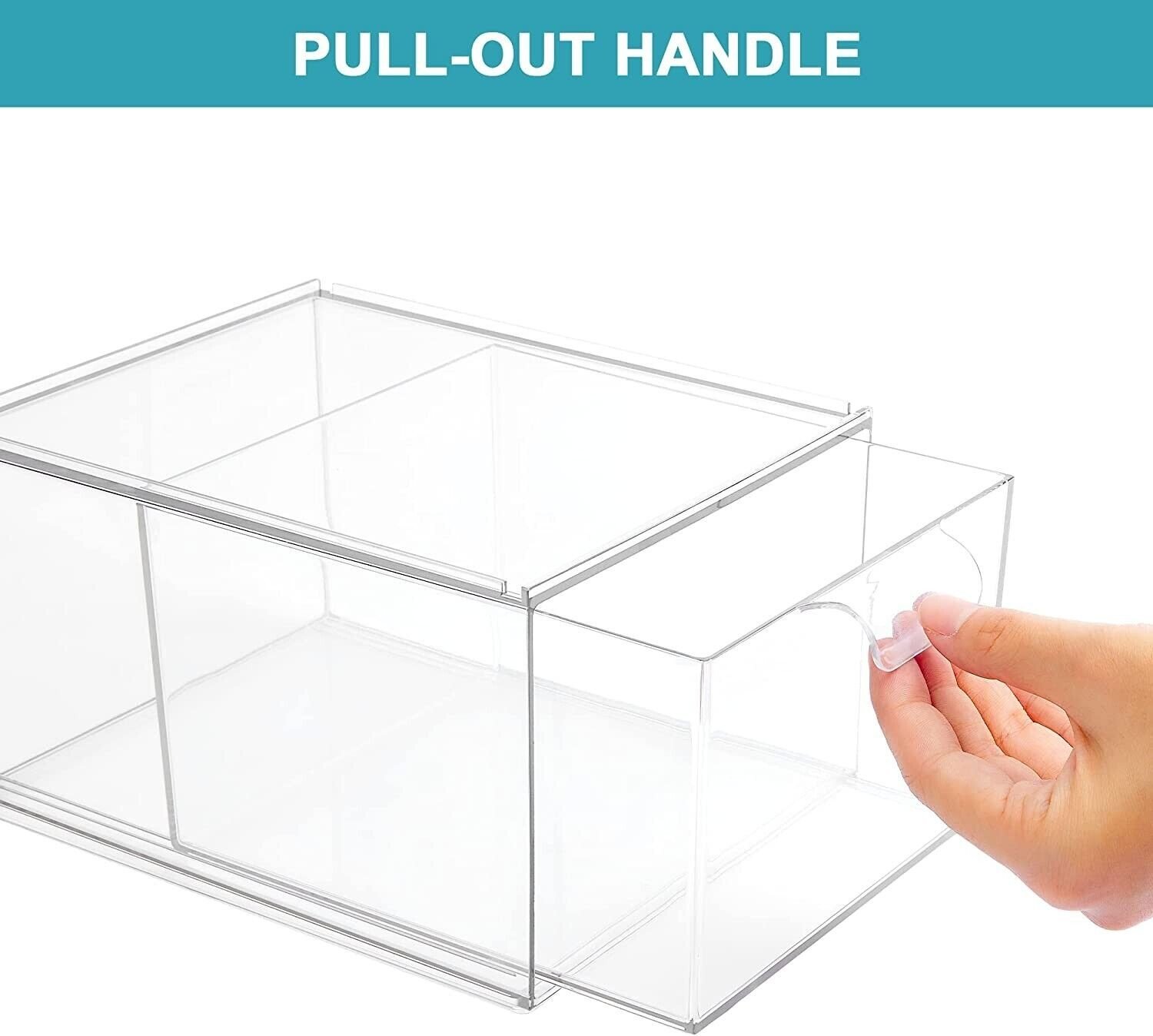 2 Pack Stackable Makeup Organizer Storage Drawers, 4.4'' Tall Acrylic Bathroom O