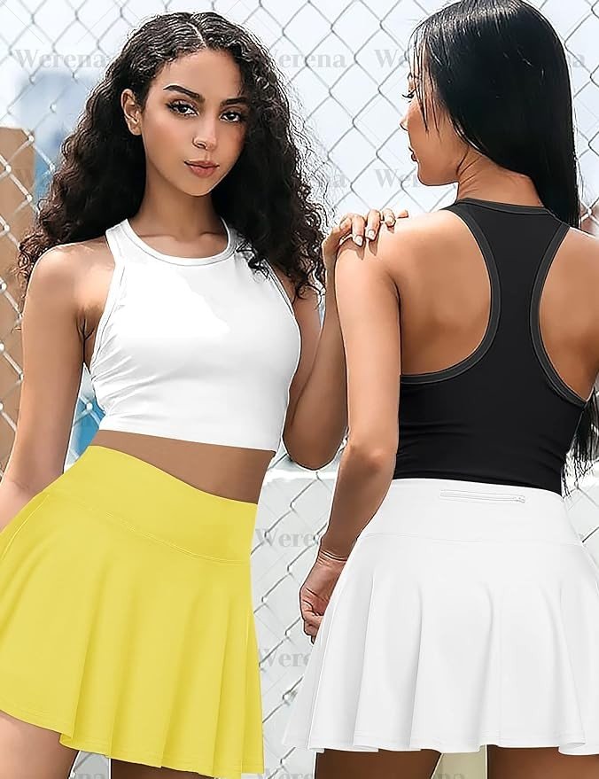 Pleated Tennis Skirt for Women with Shorts Athletic Golf Skorts with Pockets High Waisted Workout Running Skirts
