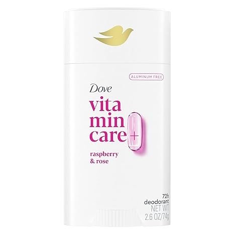 Dove VitaminCare+ Aluminum Free Deodorant Stick Raspberry & Rose for 72H Odor Protection Breathable Deodorant for Women 2.6 oz