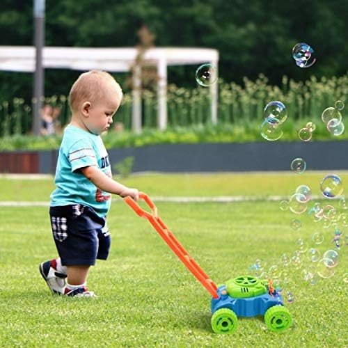 Lydaz Bubble Lawn Mower for Toddlers, Kids Bubble Blower Maker Machine, Summer Outdoor Push Backyard Gardening Toys, Birthday Gifts Party Games Push Toys for Preschool Baby Boys Girls