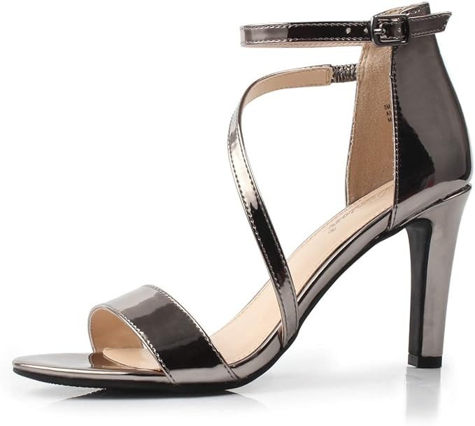 DUNION Women's Bernice Comfortable Open Toe Strappy Stiletto High Heel Dress Sandal