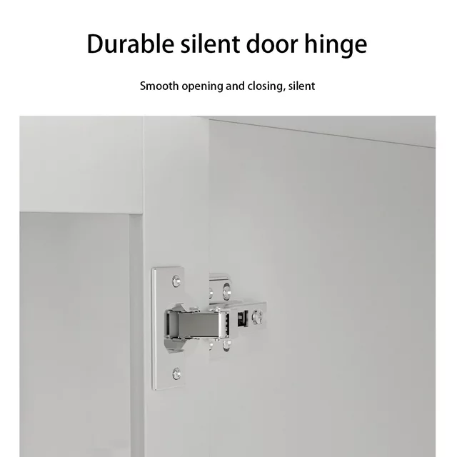 Hitow 2 Door Wardrobe Armoire, White Closet Storage Organizer with Two Drawers, Telescopic Clothing Rod and Shelves for Bedroom