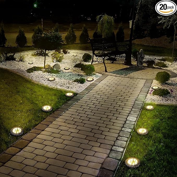 SOLPEX Solar Outdoor Lights 20 Packs, Solar Garden Lights Outdoor Waterproof Bright Pathway Landscape Lighting Decor for Deck, Lawn, Patio, Yard, Driveway, Step and Walkway (20Pack, Warm White)