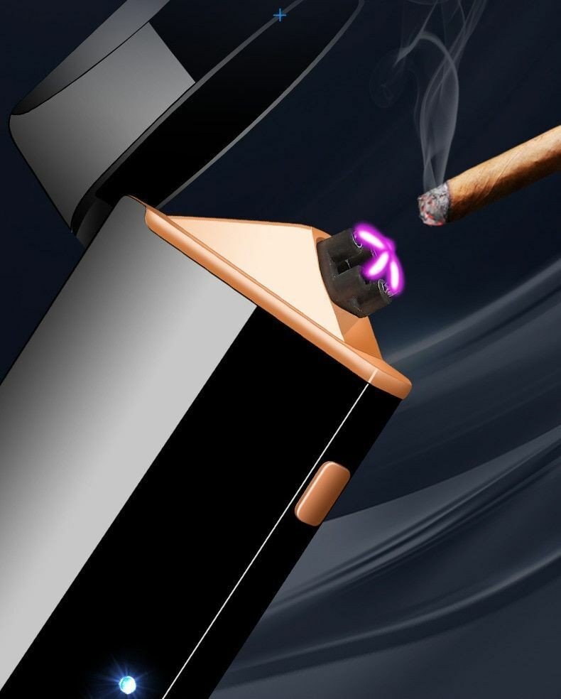 Flameless Electric Mini Metal USB Arc Cigarette Lighter Windproof Led For Men