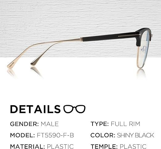Brand: Tom Ford Tom Ford FT5590-F-B Square Shape Eyeglass Frame + Bundle With eSHADES Eyewear Cleaning Kit