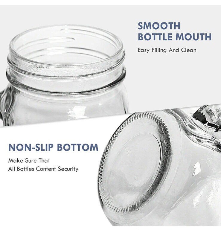 9 Pack 16 Oz Mason jar Drinking Glasses, Mason Mugs with Handle, Old Fashioned R