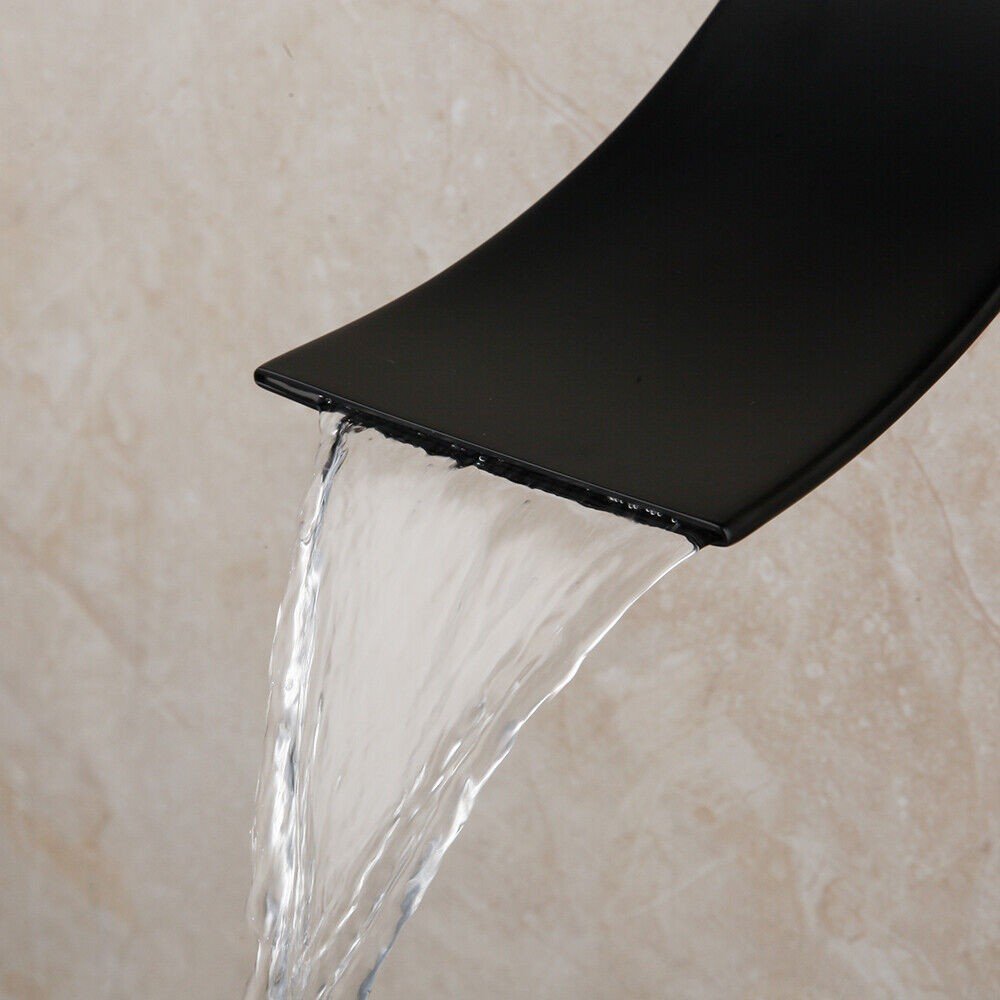 12" Black Bathroom Shower Faucet Set Square Shower Head Tub Mixer Wall Mount Tap