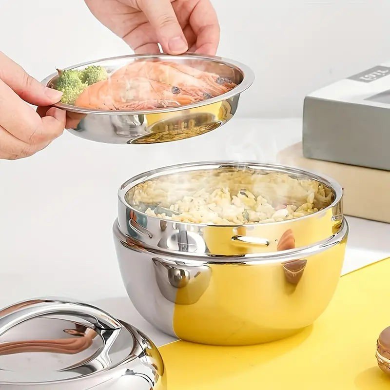 1pc Hot Food Flask, Portable Stainless Steel Lunch Box, Hot Water Bottle, Vacuum Insulation Double-Layer Bento Box, For back to school, class, college, school supplies, kitchen organizers and storage,