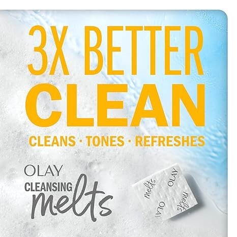Olay Cleansing Melts + Vitamin C Face Cleanser, 64ct Total (32ct Pack of 2), Water-Activated Face Wash Cleans, Tones, and Refreshes Skin