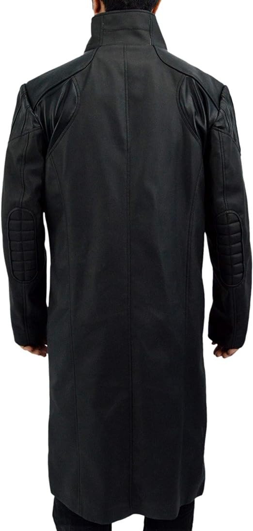 F&H Men's Gaming Genuine Leather Deus Trench Coat