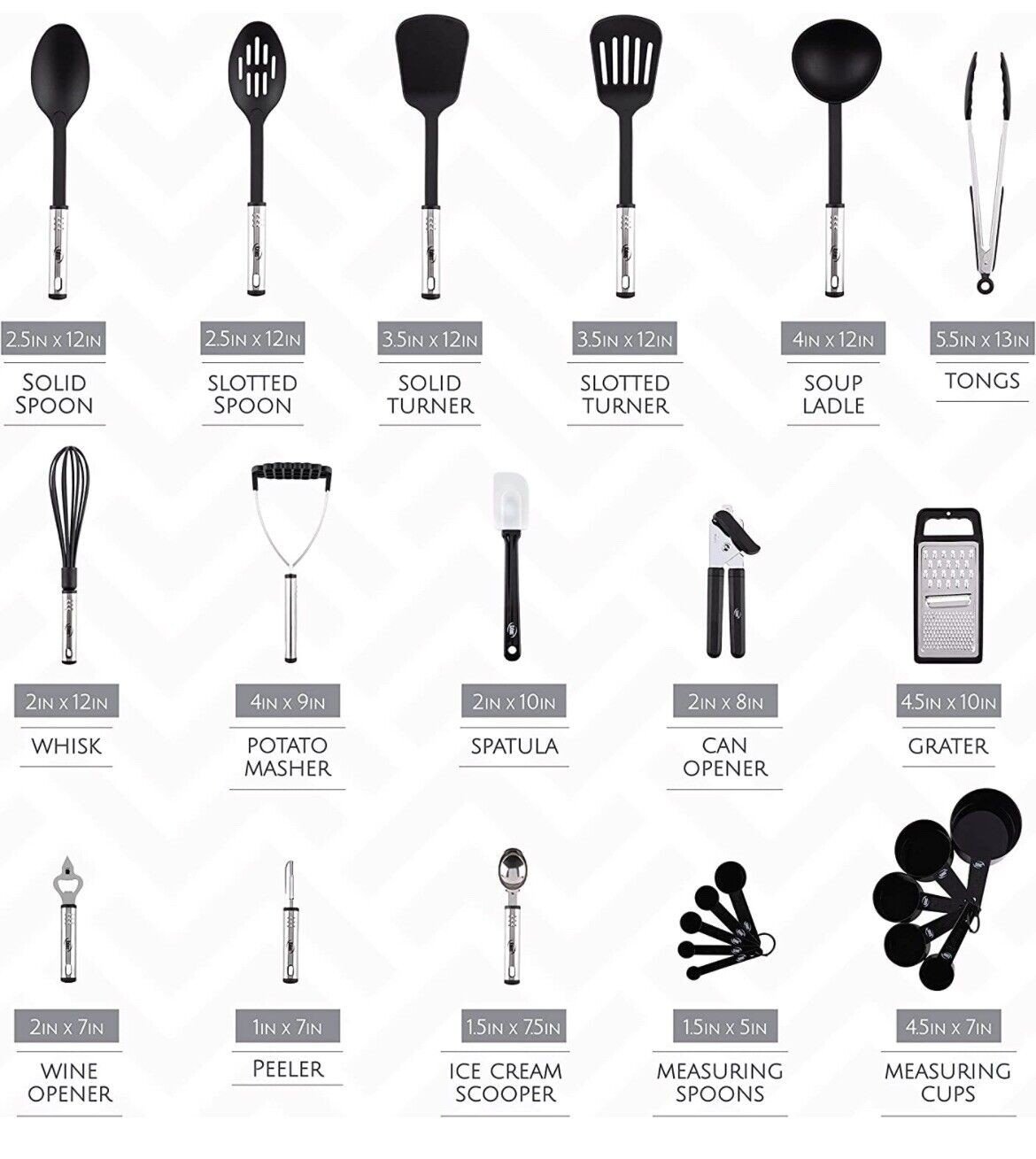 Cooking Utensil Set 24 Piece Stainless Steel Heat Resistant Kitchen Gadget Tools