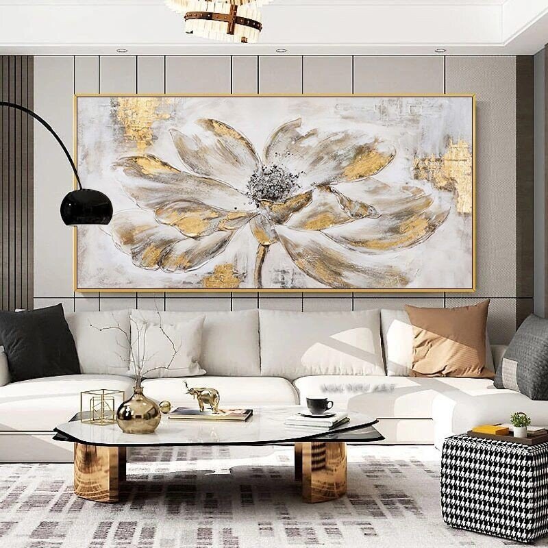 Golden Flower Abstract Canvas Painting Canvas Wall Art Home Decor Posters Prints
