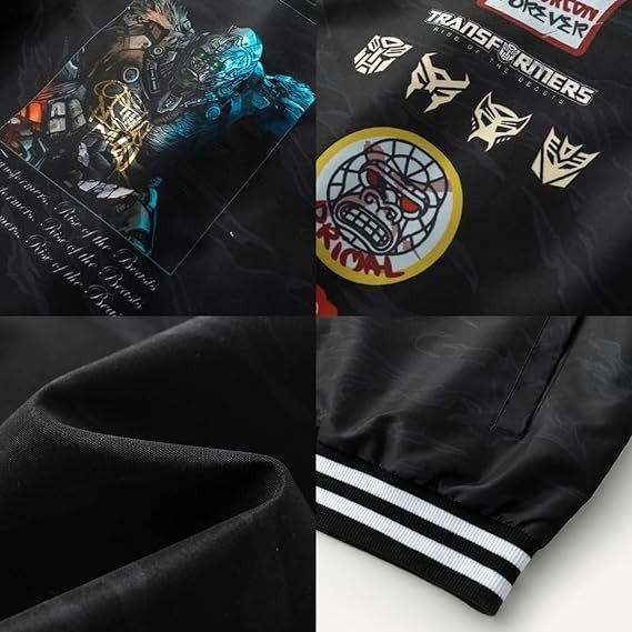 Transformers x Dragon76 Movie Bomber Jackets for Men - Polyester Men's Jacket, Mesh Lining, Water-Resistant Jacket for Men