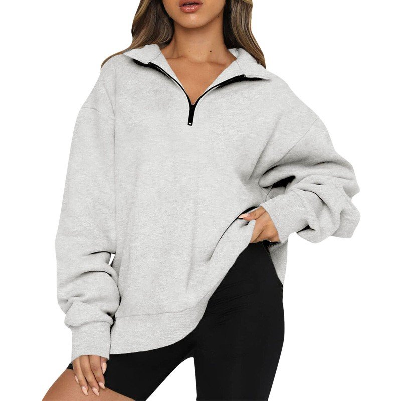 Womens Oversized Sweatshirt Half Zip Pullover Long Sleeve Hoodie Sweater Blouse