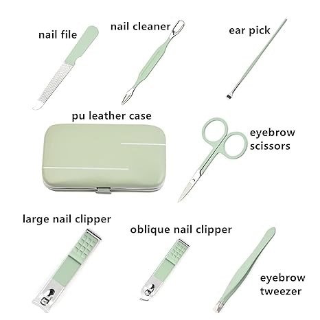 Manicure Set Nail Clipper Set Men Women Toe Finger Nail Clipper Personal Care Tools with Portable Travel Case Manicure Pedicure Tools Grooming Kit Gift for Men Women Family Friends Wife(Green)