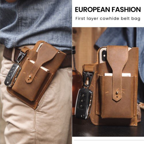 PU Leather Waist Bag Cell Phone EDC Holster Retro Case Belt Loop Tool Bag US