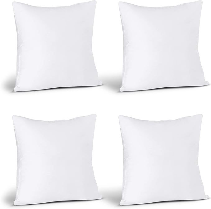 Utopia Bedding Throw Pillows (Set of 4, White), 18 x 18 Inches Pillows for Sofa, Bed and Couch Decorative Stuffer Pillows