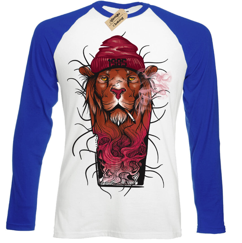 Fashion '85 Lion T-Shirt cool smoking Mens Baseball t-shirt