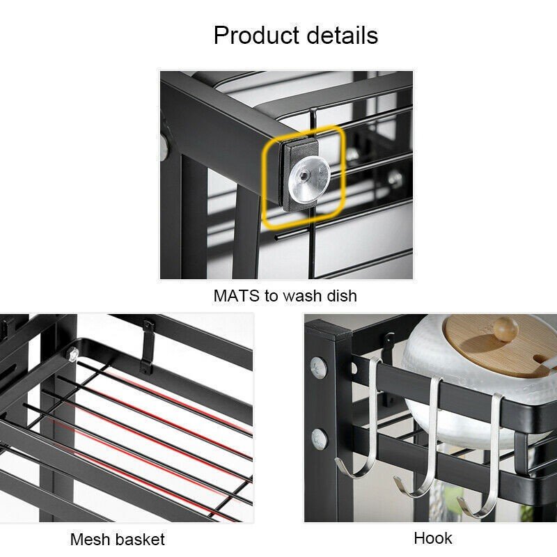 Stainless Steel Kitchen Shelf Condiment Rack Storage Organizer Countertop Holder
