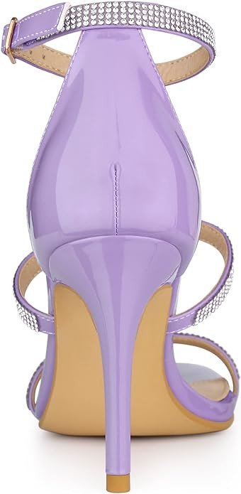 Allegra K Women's Rhinestone Ankle Strap Stiletto High Heel Sandals