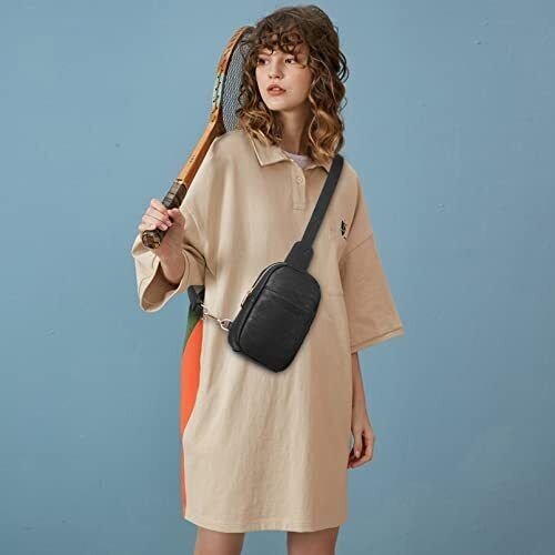 Telena Small Sling Bag for Women Leather Crossbody Fanny Packs Chest Bag for