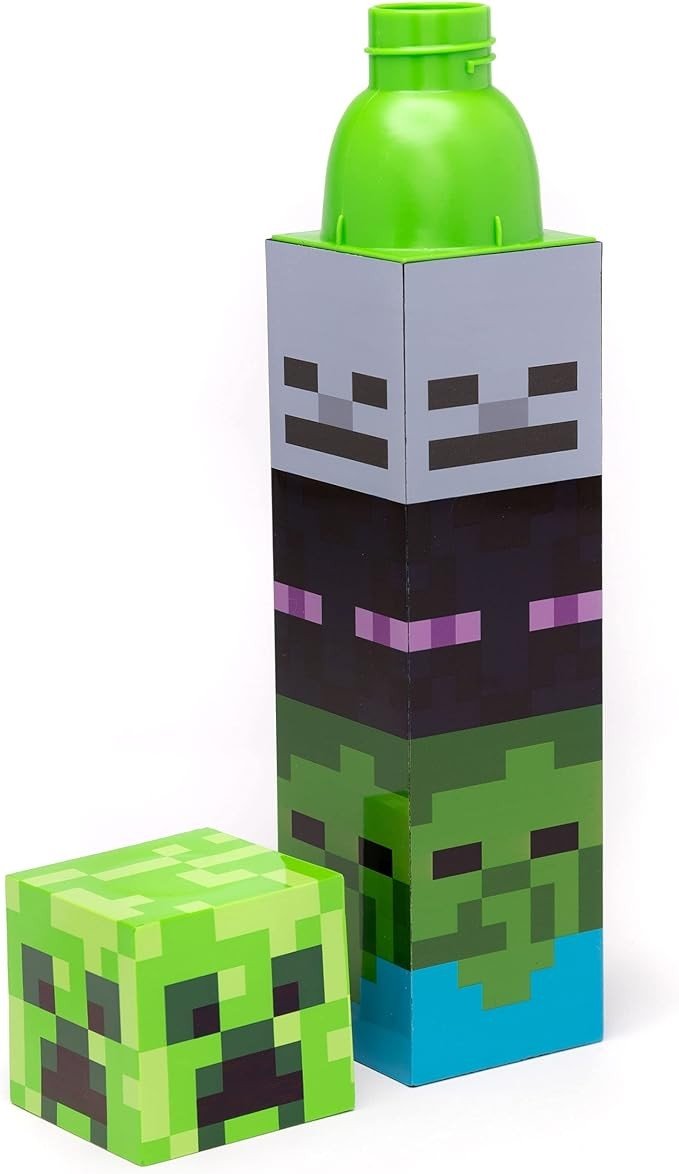 Minecraft Water Bottle GREEN OR RED Kids Mobs Torch Sports Travel Mug Flask 650ML