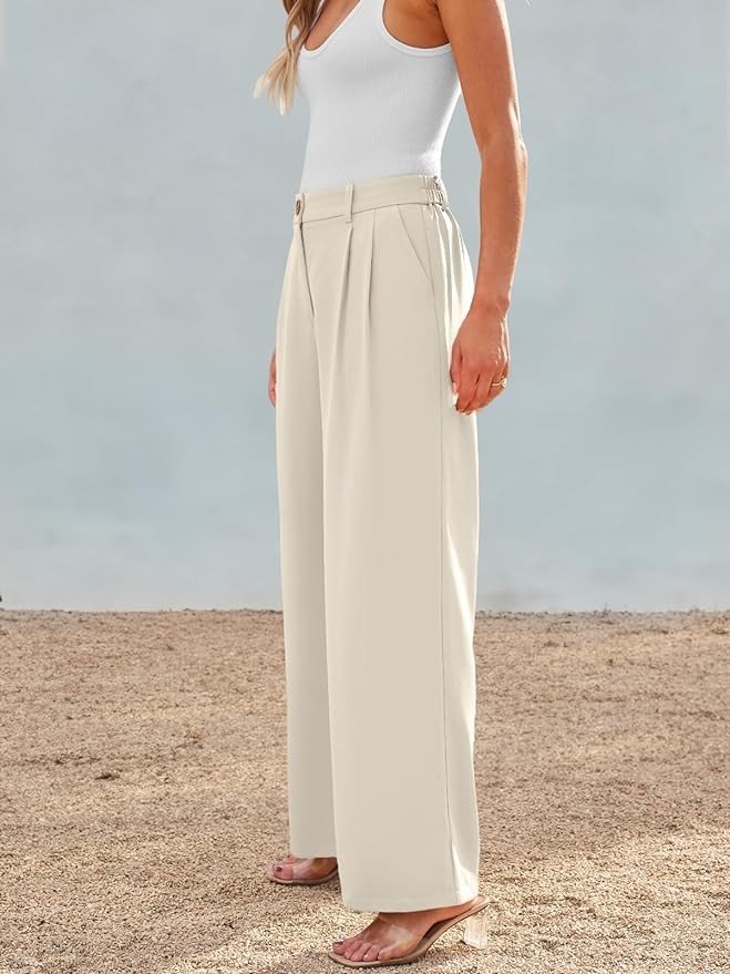 AUTOMET Women Wide Leg Dress Pants High Waisted Loose Fit Business Casual Work Trousers with Pockets 2024