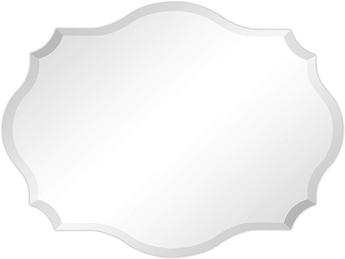 Empire Art Direct 30" x 40" Frameless Prism Modern Wall Mirror, Oblong Scalloped Mirror, 1"-Beveled Wall Mirror, Ready to Hang for Bathroom, Vanity, Bedroom