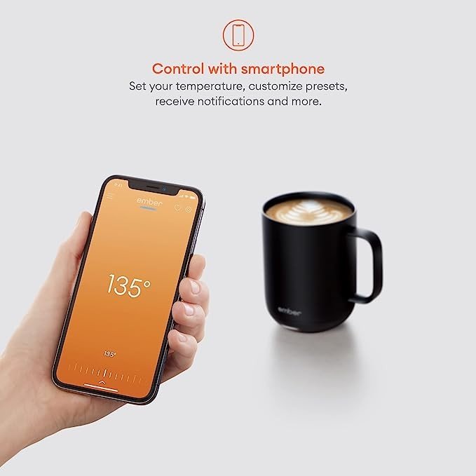 Ember Temperature Control Smart Mug 2, 14 Oz, App-Controlled Heated Coffee Mug with 80 Min Battery Life and Improved Design, Black