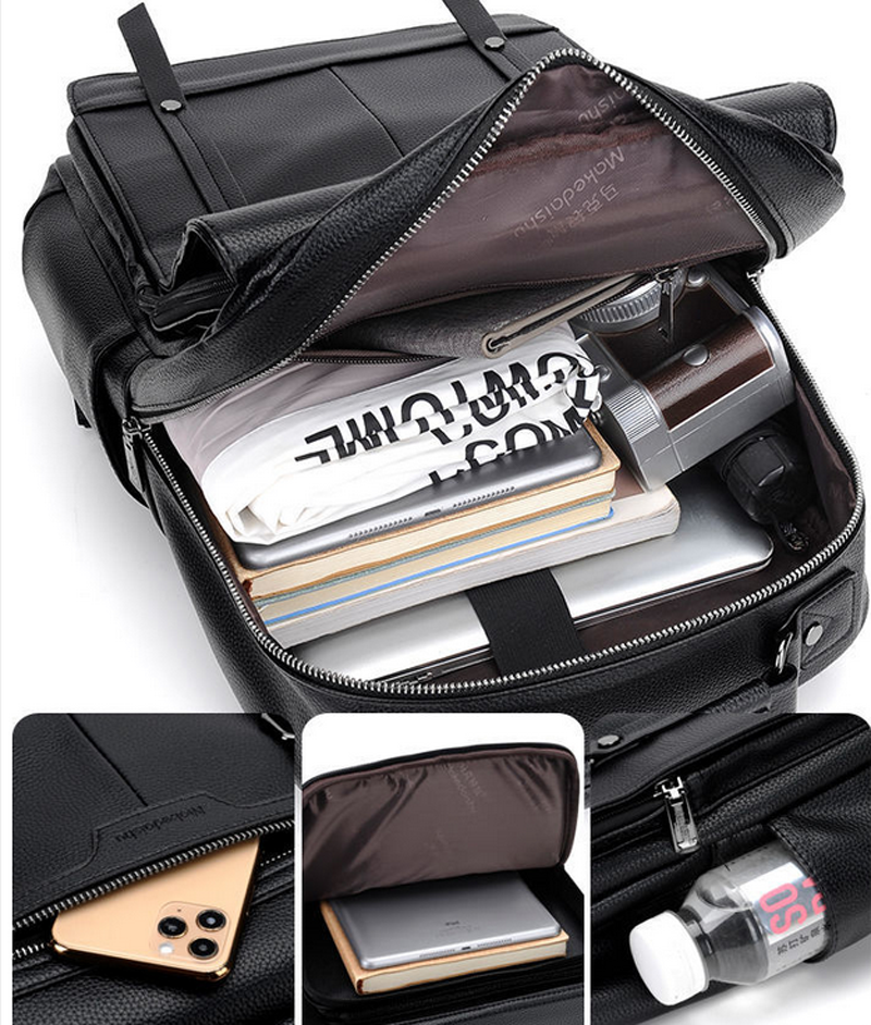 AU Fashion Mens Genuine Leather School Backpack Laptop Travel Waterproof Bag