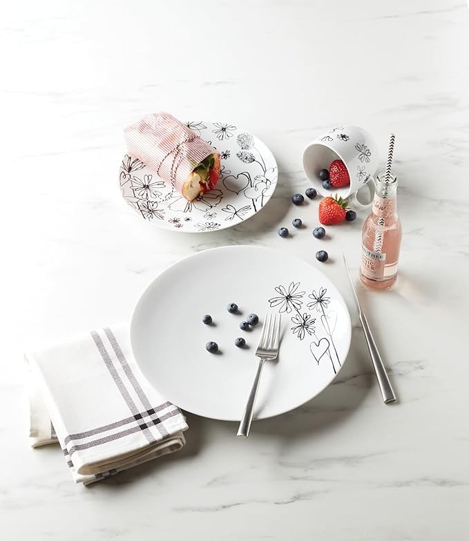 KATE SPADE Ks Garden Doodle 4Pc Dinner Plate, 7.15,White