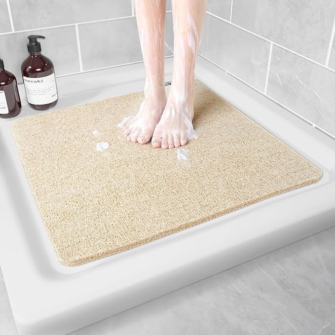Hargiis Non Slip Shower Mat, Anti Slip Bath Mat, Quick Drying Bath Tub Mats, Foot Scrubber Mat, Anti Slip Mat for Tub, Floor, Bathroom, Home, Kitchen, Hotel (Beige 24�x24�)