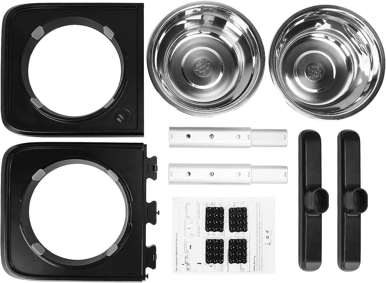 Elevated Dog Bowls for Large Dogs, 4 Adjustable Heights Raised Pet Bowl Stand US
