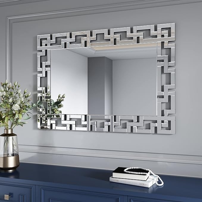 JACUKO Decorative Wall Mirror - Grecian Venetian Design Large Rectangle Wall Mirror 27.5 W x39.5 H Inches